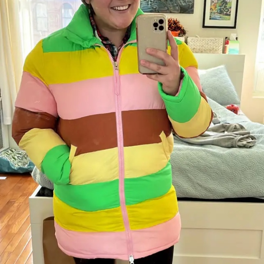 New Rachel Antonoff x Free People Terry Colorblock XS & Med Pink Striped Coat - Picture 13 of 16